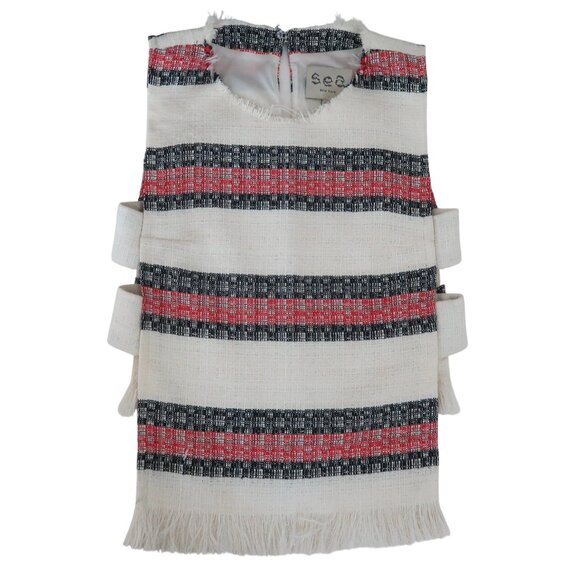 SEA NEW YORK striped Tweed cutout top sz 2 - Picture 3 of 7